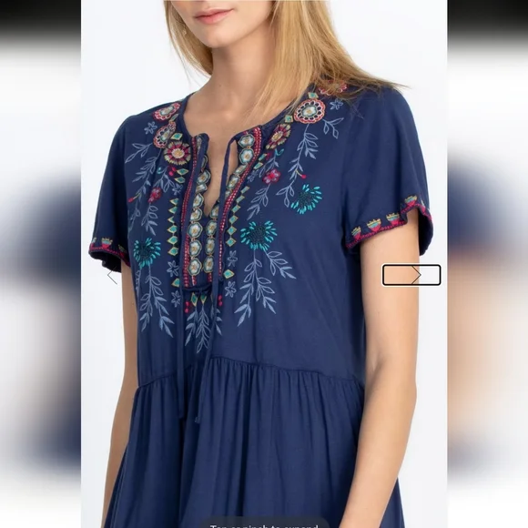 Johnny Was Sicilia Tiered Knit Dress Embroidered Details - Picture 4 of 10